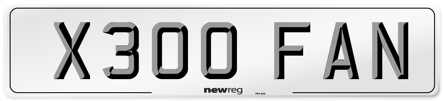 X300 FAN Number Plate from New Reg